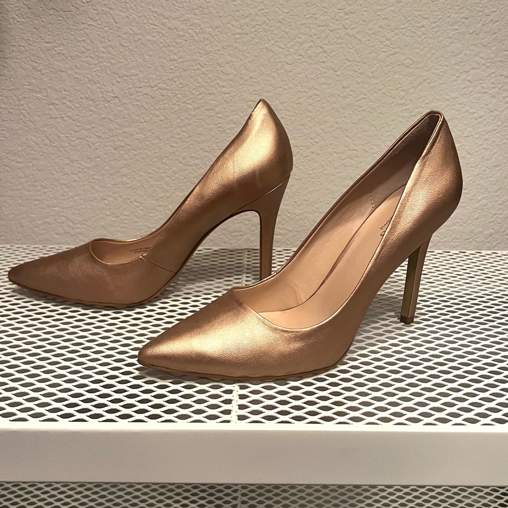 Golden leather high heels Christmas elegant shiny evening party pumps shoes